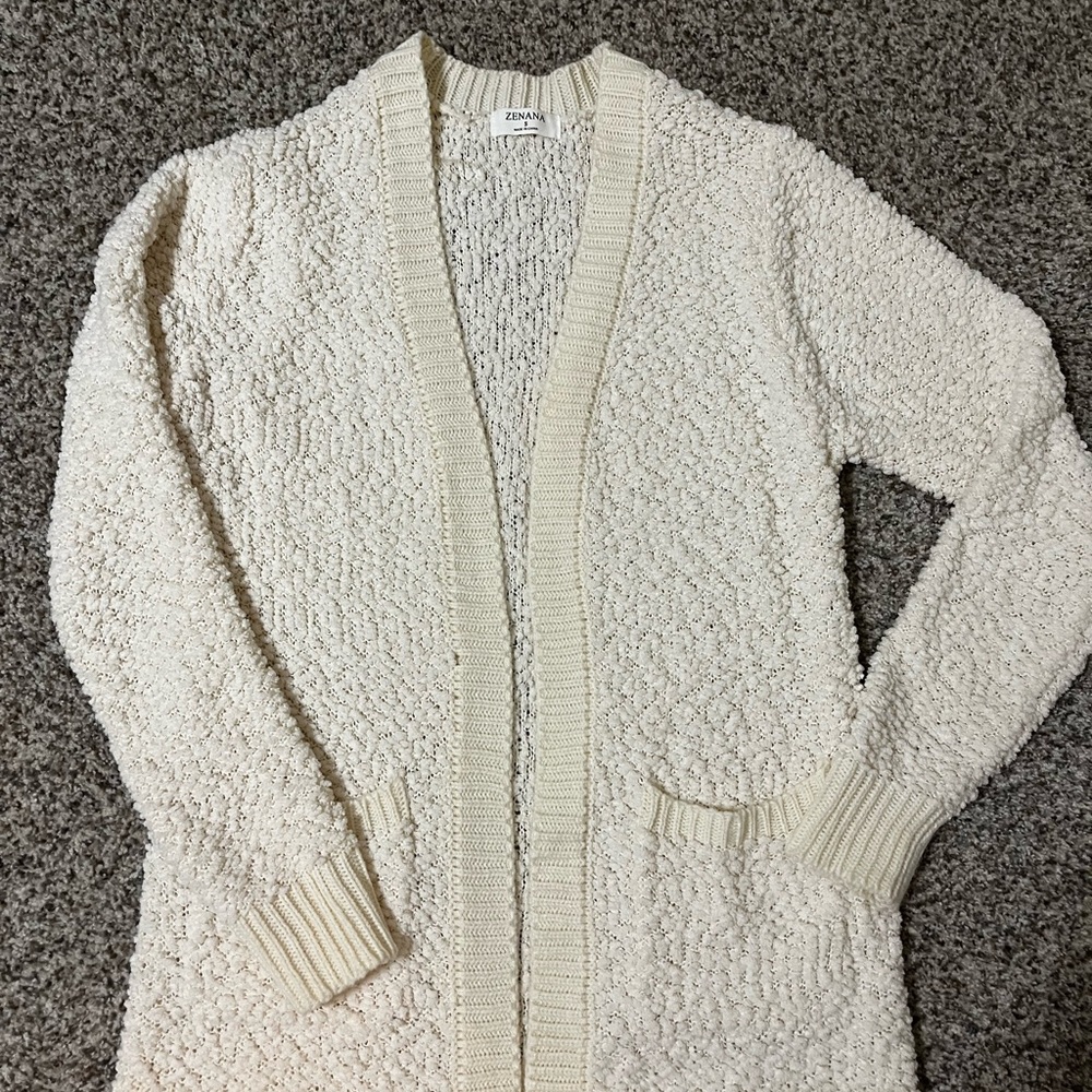 Zenana Outfitters Cream Cardigan Sweater